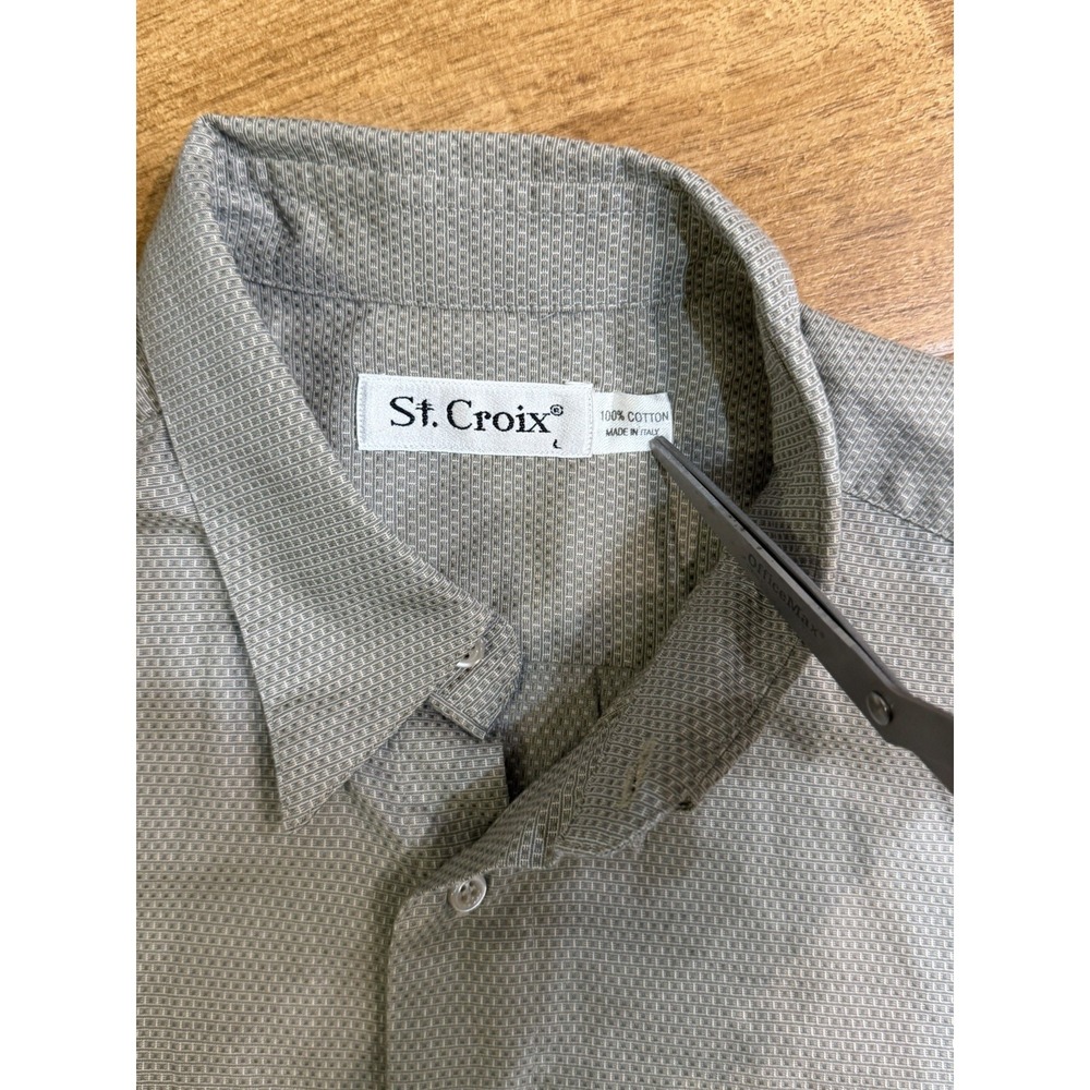 St. Croix Shirt Mens L Beige Solid Short Sleeve Button Up Cotton - Picture 2 of 7